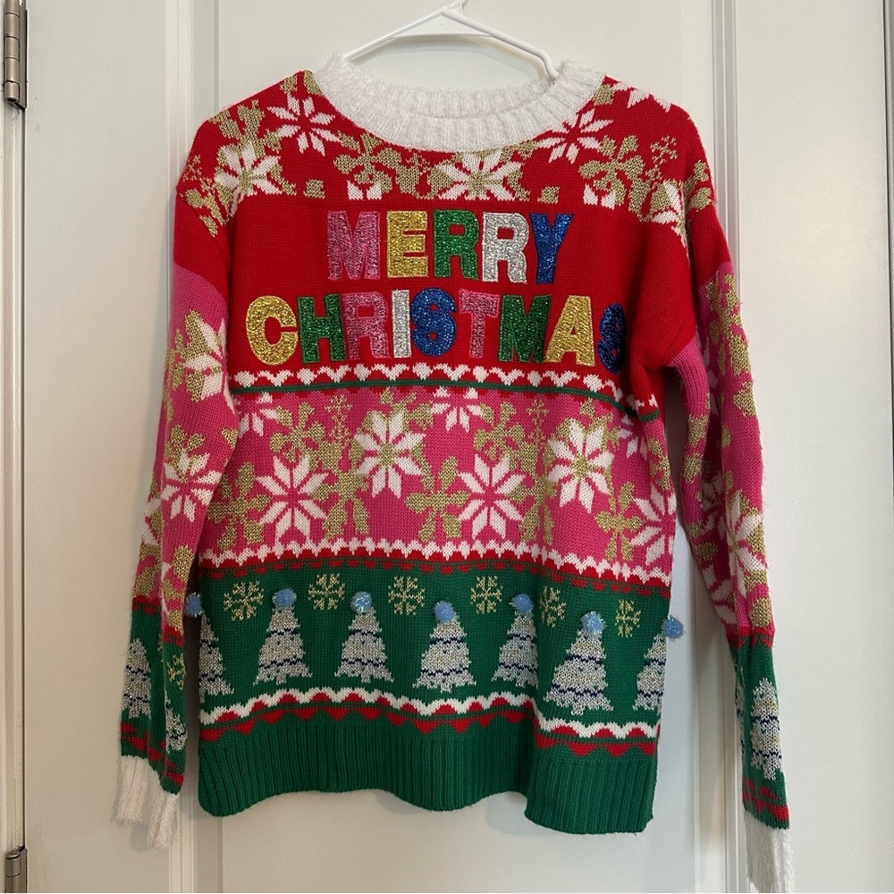 Women’s Holiday Time Fun Christmas Tacky Colorful Sweater - size XS 0-2